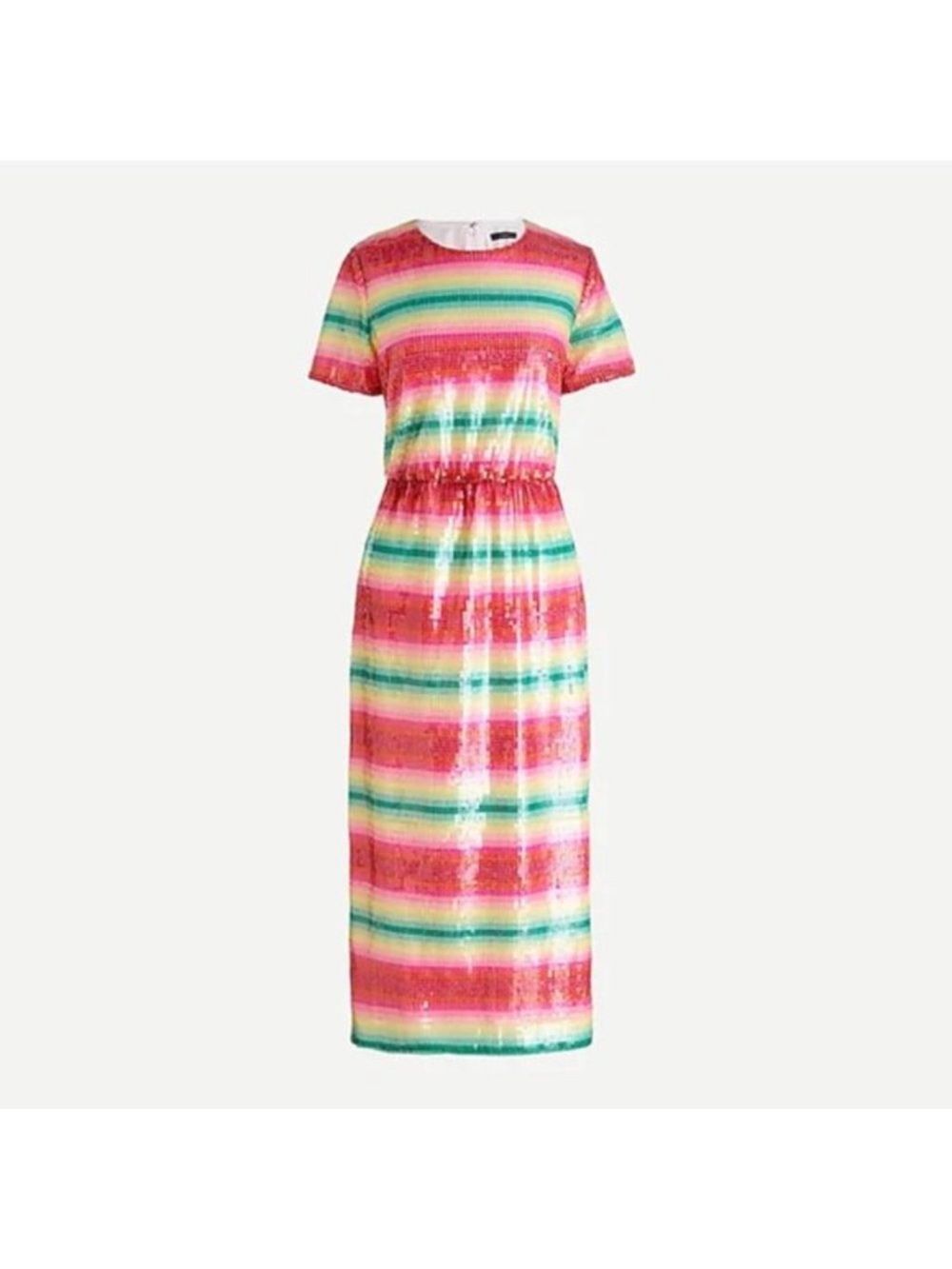 J. Crew Multicolor Sequin Stripe Midi Dress